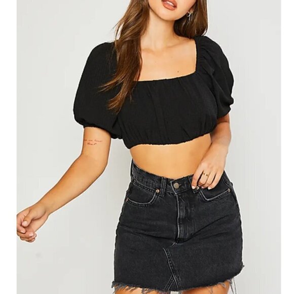 PRETTY garbage women’s black criss cross open back crop top - Picture 3 of 6